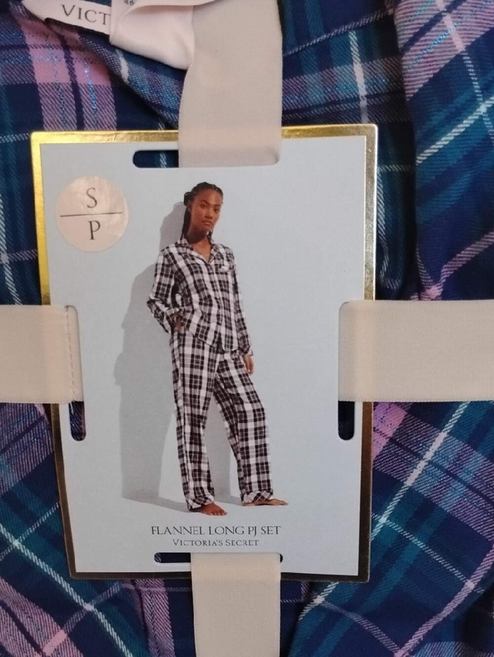 NWT Victoria's Secret Blue & Lavender Plaid Pajama Set - Picture 8 of 9
